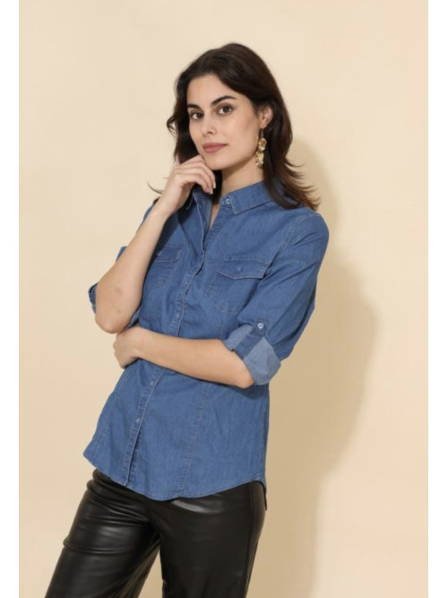 Chemise légère cintrée en jean