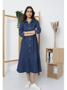 Robe longue en jean manches...
