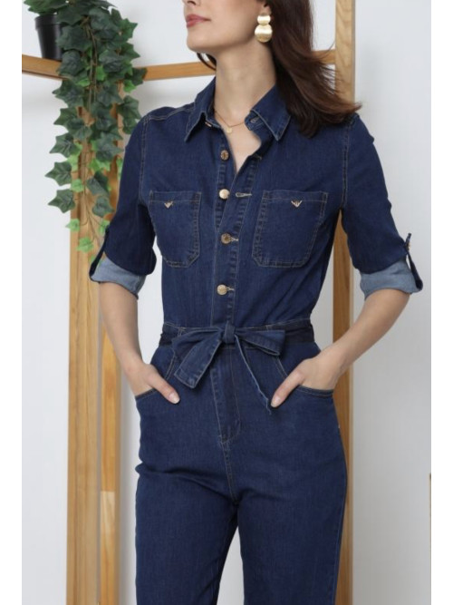Combinaison pantalon en jean brut