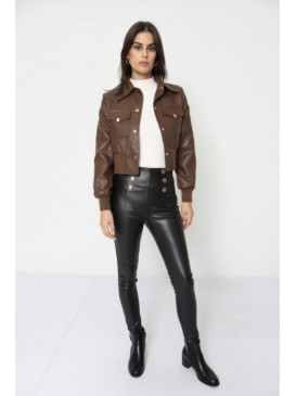 Blouson cropped simili cuir...
