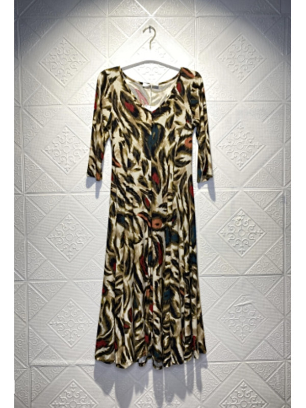 Robe longue évasée imprimée décolleté V