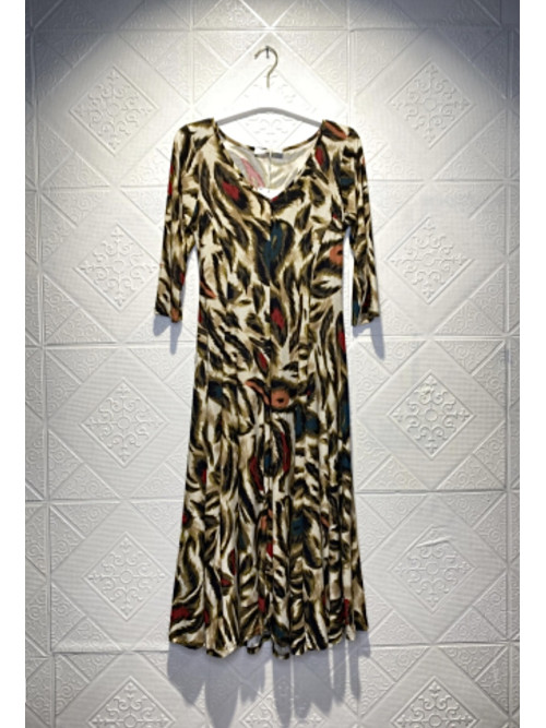 Robe longue évasée imprimée décolleté V