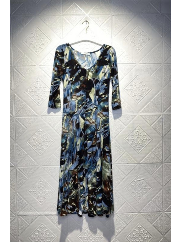 Robe longue évasée imprimée décolleté V