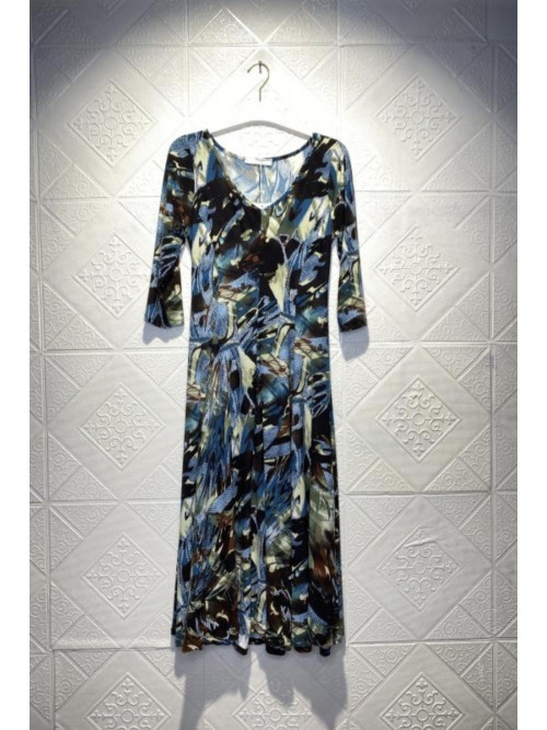 Robe longue évasée imprimée décolleté V