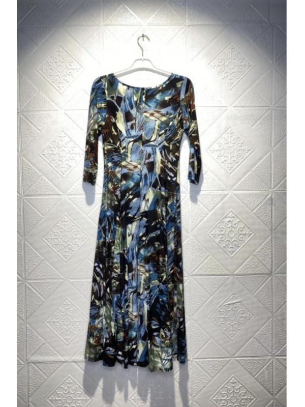 Robe longue évasée imprimée décolleté V
