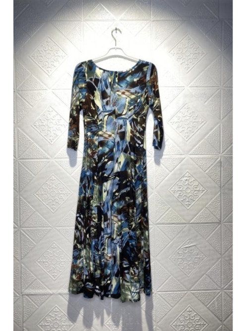 Robe longue évasée imprimée décolleté V