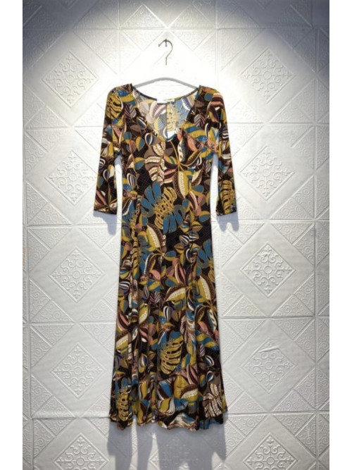 Robe longue évasée imprimée décolleté V