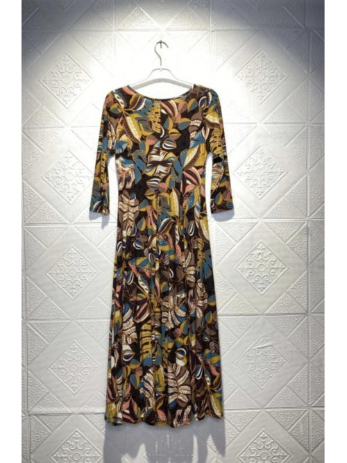 Robe longue évasée imprimée décolleté V
