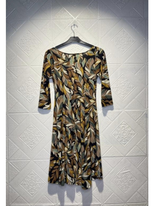 Robe courte imprimée décolleté V manches 3/4