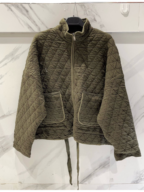 Veste matelassée zippée oversized à manches longues