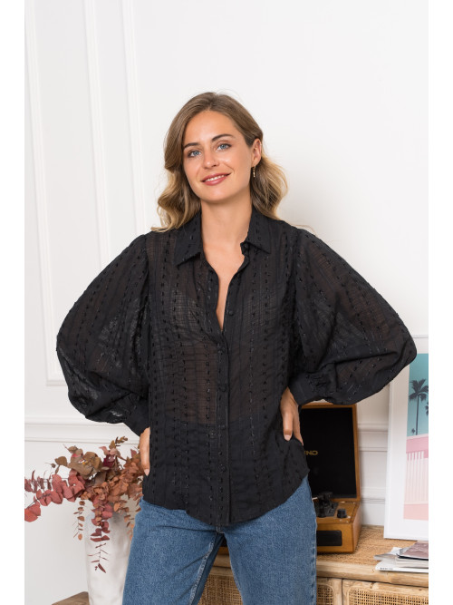 Chemise manches longues en voile brodé Kilky