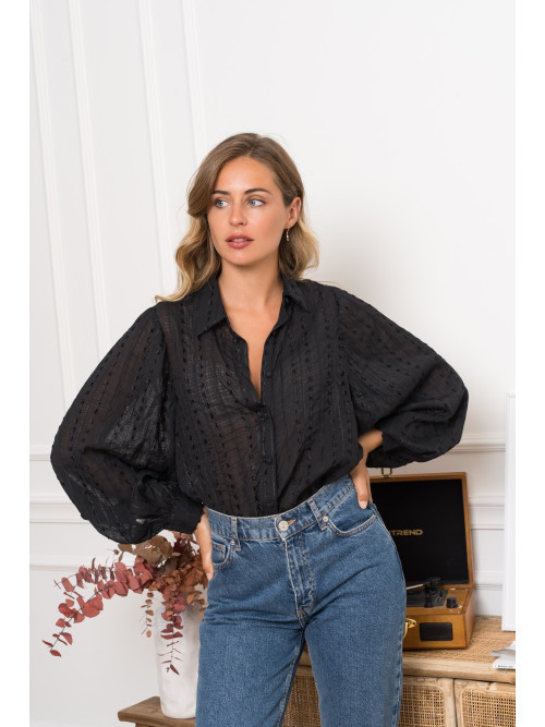 Chemise manches longues en voile brodé Kilky