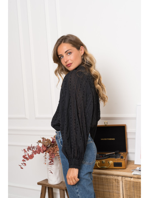 Chemise manches longues en voile brodé Kilky
