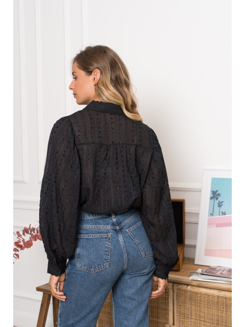 Chemise manches longues en voile brodé Kilky