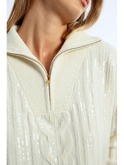Pull crop col camionneur avec sequins