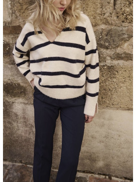 Pull marinière col polo