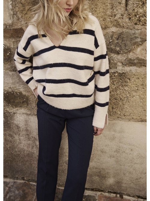 Pull marinière col polo