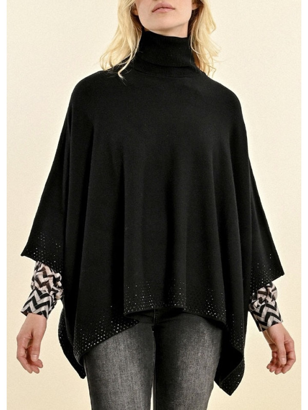 Poncho avec strass noir