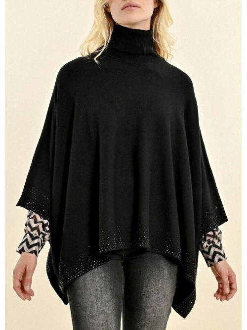 Poncho avec strass noir