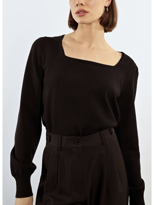 Pull chaussette décolleté carré manches longues ballon