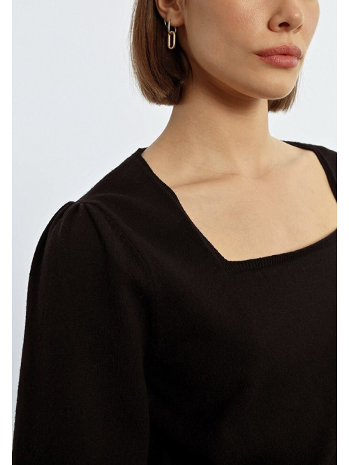 Pull chaussette décolleté carré manches longues ballon