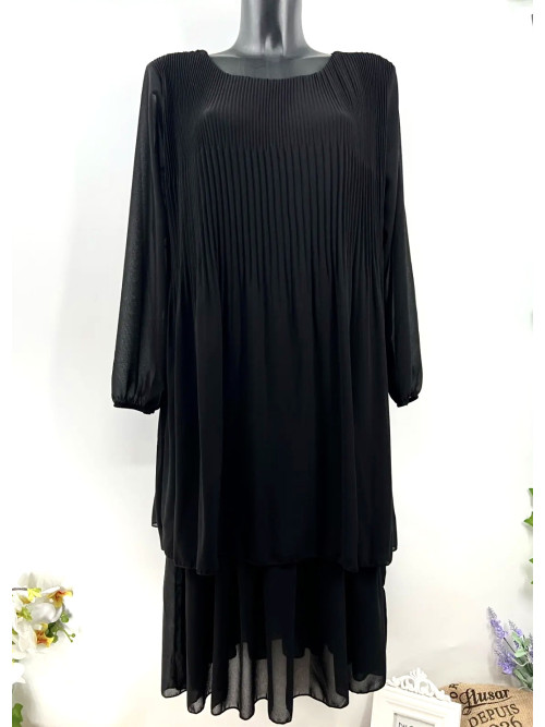 Robe mi-longue oversized plissée unie