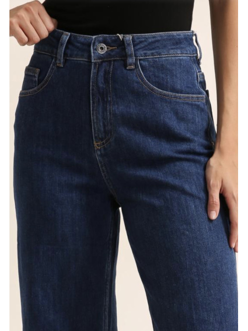 Jeans brut wide leg large revers