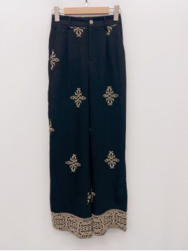 Pantalon motifs brodés - Noir