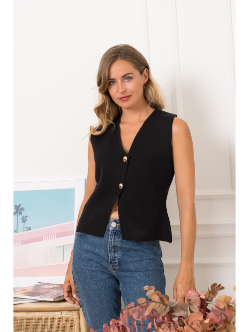 Gilet sans manche boutons dorés