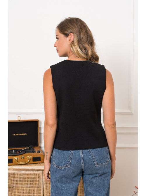Gilet sans manche boutons dorés