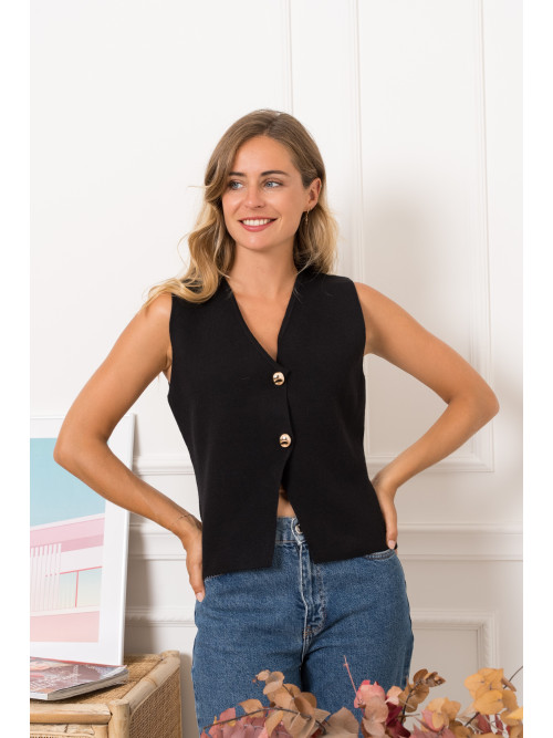 Gilet sans manche boutons dorés