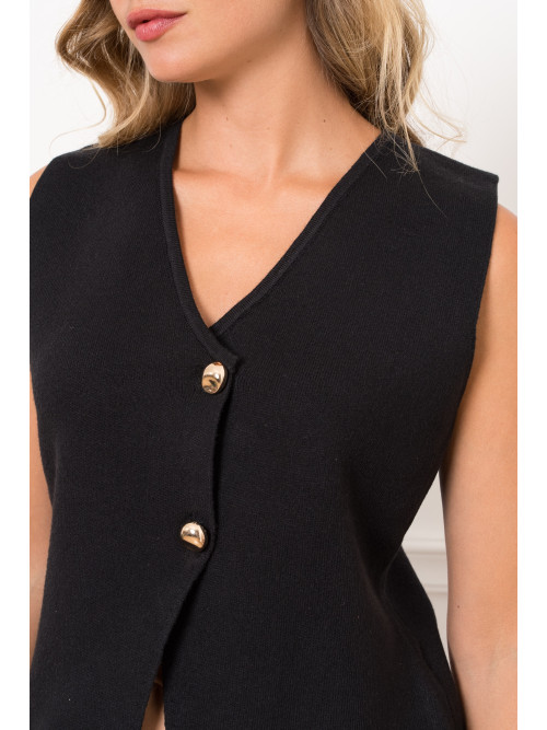 Gilet sans manche boutons dorés