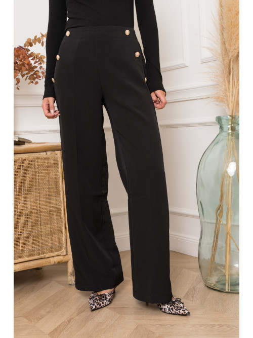 Pantalon à pont boutons dorés