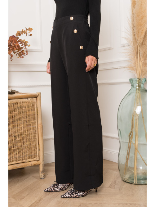 Pantalon à pont boutons dorés