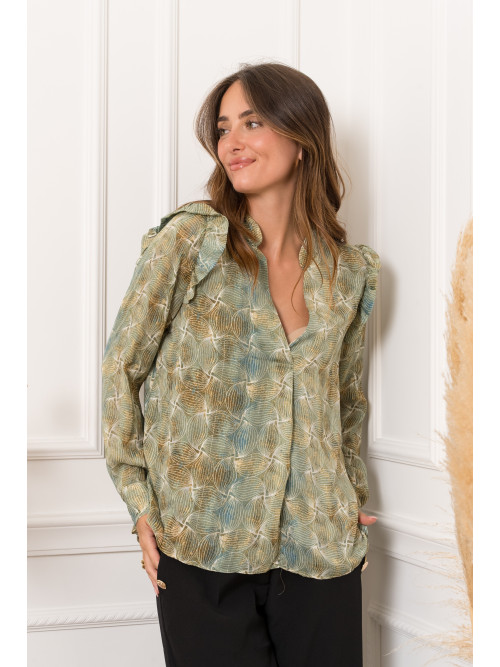 Chemise fluide imprimée fileté lurex
