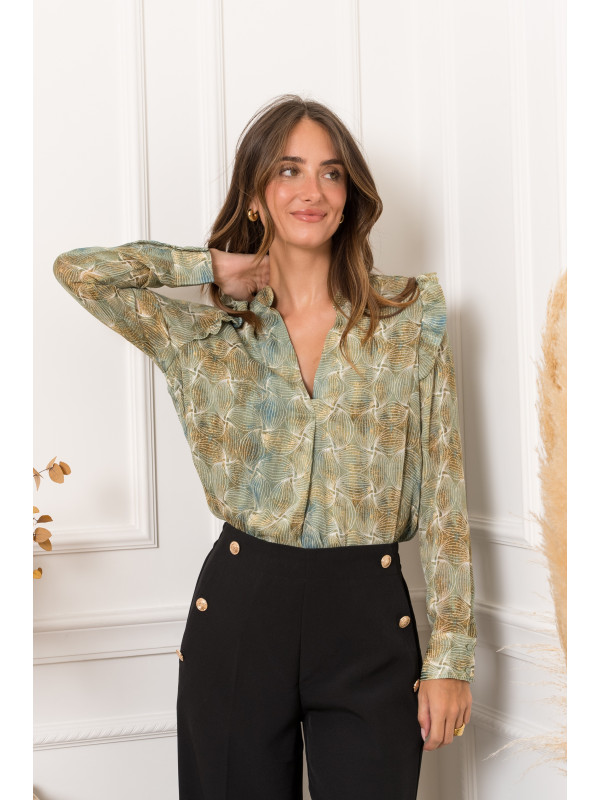 Chemise fluide imprimée fileté lurex