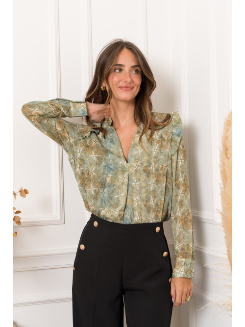 Chemise fluide imprimée fileté lurex