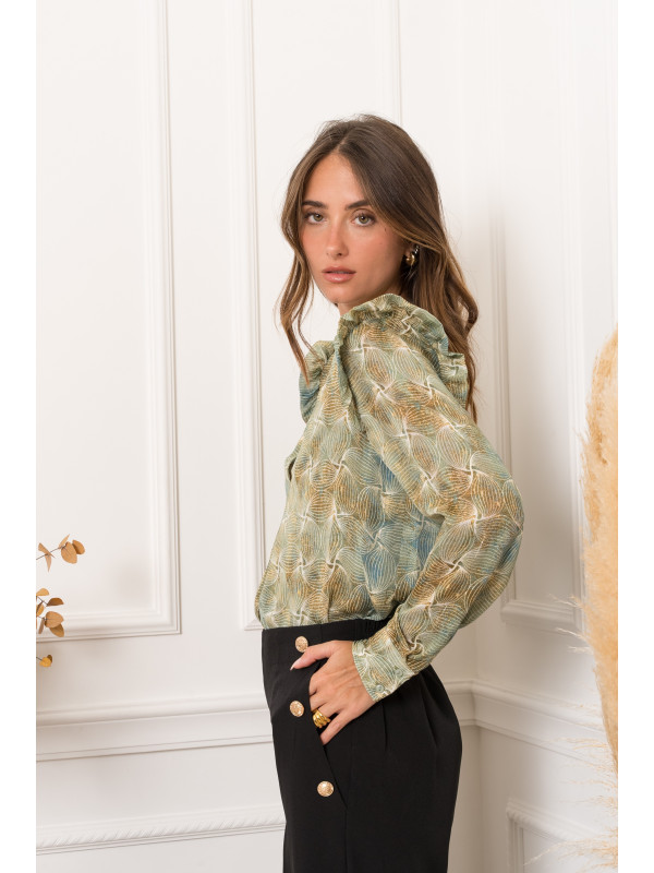 Chemise fluide imprimée fileté lurex