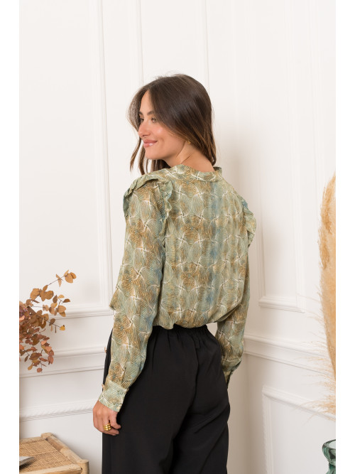 Chemise fluide imprimée fileté lurex