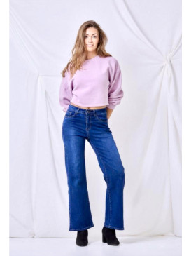 Jean brut wide leg push up...