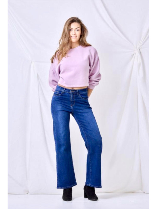 Jean brut wide leg push up