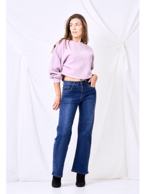 Jean brut wide leg push up