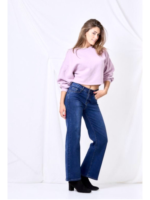 Jean brut wide leg push up