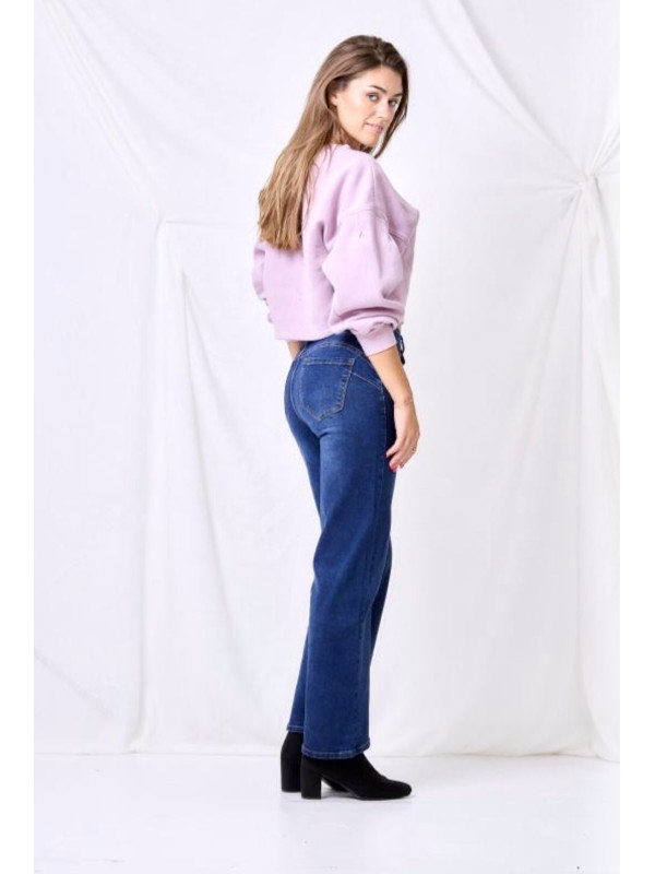 Jean brut wide leg push up