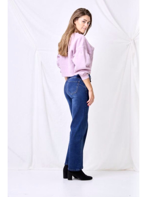 Jean brut wide leg push up