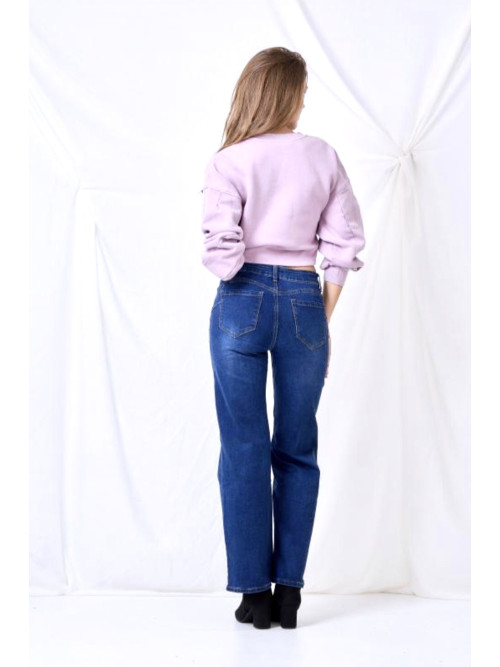 Jean brut wide leg push up