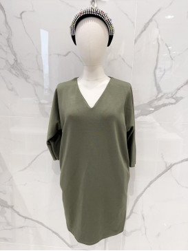 Robe droite courte col V...