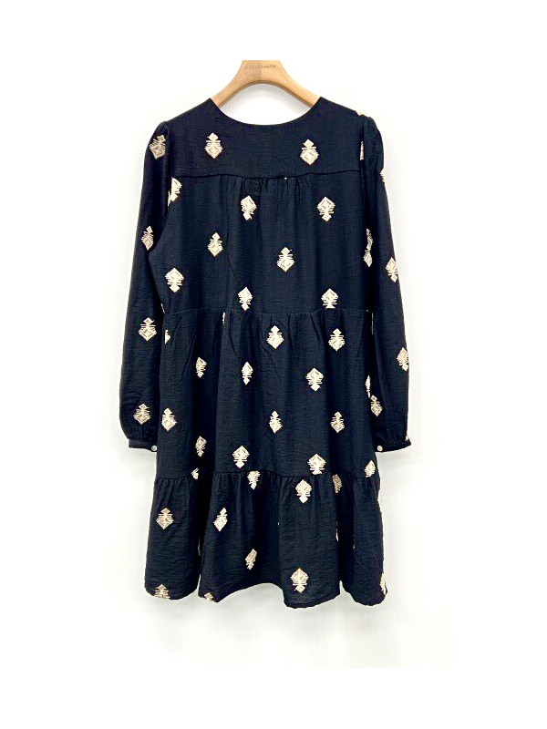 Robe courte col V motifs brodés