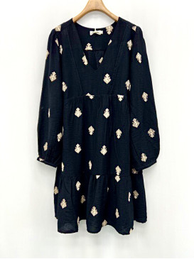 Robe courte col V motifs...