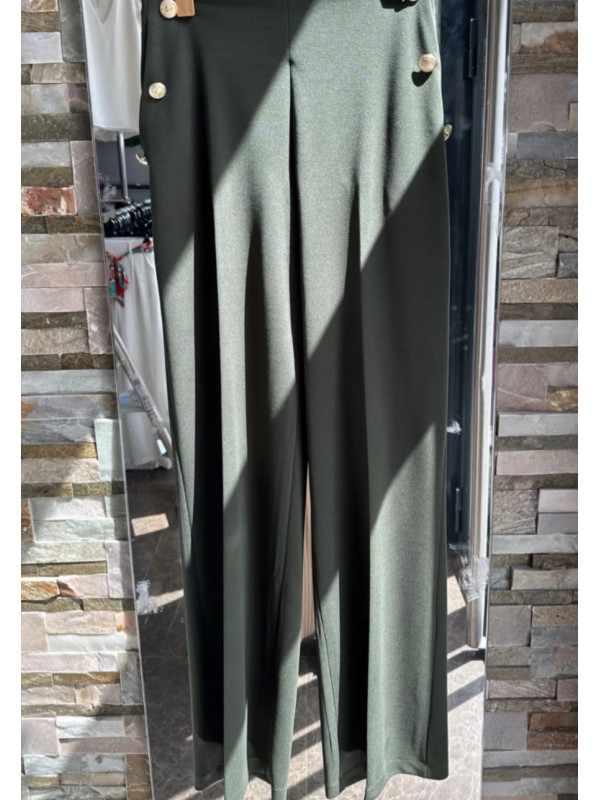 Pantalon à pont et boutons dorés